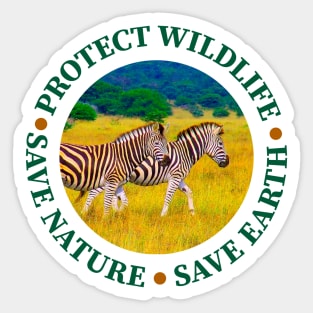 Wildlife Conservation Earth Day Zebras Sticker